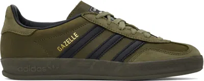 Adidas Originals Green Gazelle Indoor Sneakers In Focus Olive / Core B
