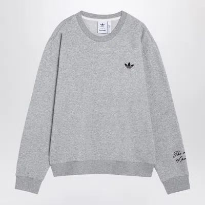 Adidas Originals Grey Cotton Blend Crew-neck Sweatshirt