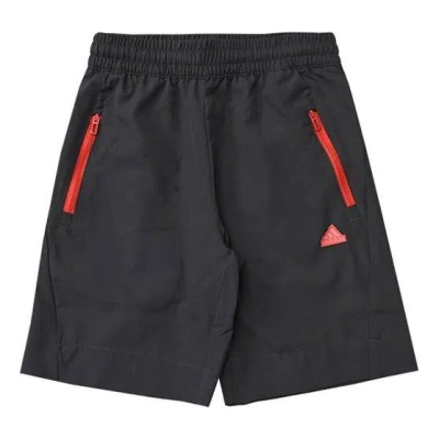 Adidas Originals (gs) Adidas City Escape Casual Adjustable Woven Shorts 'dark Grey Red' In Black