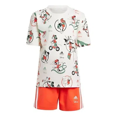 Adidas Originals Kids' (gs) Adidas Disney Mickey Mouse T-shirt Set Asia Sizing 'white Orange'