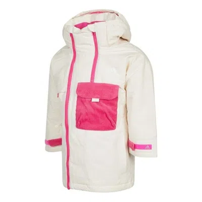 Adidas Originals (gs) Adidas Down Parka Jacket 'white Pink' In Multi