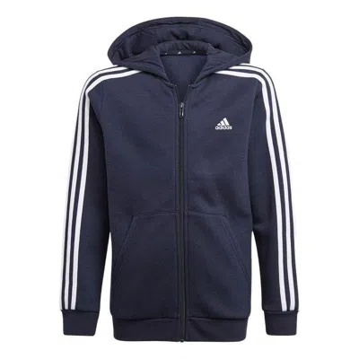 Adidas Originals (gs) Adidas Essentials 3-stripes Hoodie Asia Sizing 'blue White' In Brown