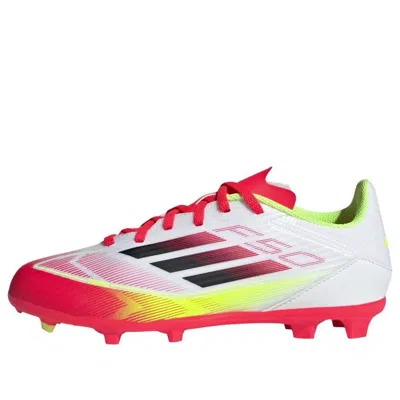 Adidas Originals (gs) Adidas F50 League Fg Mg 'pure Victory Pack White Yellow Neon Red' In Multi