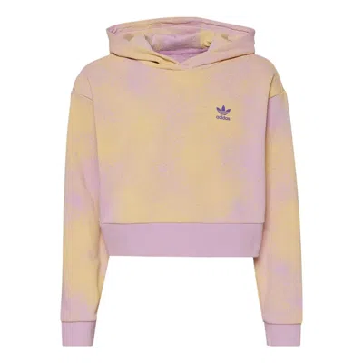 Adidas Originals Cropped Hoodie In Purple/white
