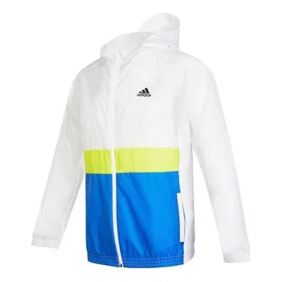 Adidas Originals (gs) Adidas Logo Windbreaker Jacket 'white Blue Green' In Multi