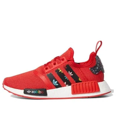 Adidas Originals (gs) Adidas Nmd_r1 J 'mini Trefoils Print' In Red