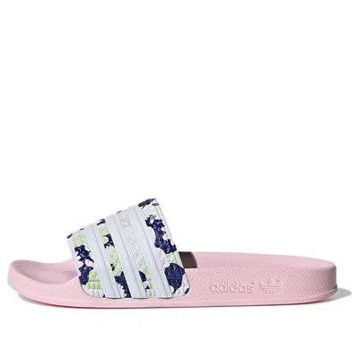 Adidas Originals Adilette In Pink/white/green
