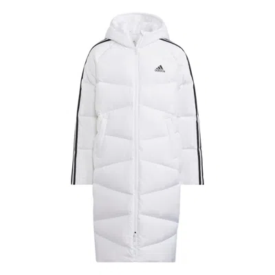 Adidas Originals (gs) Adidas Padding 3-stripe Long Length Down Jacket 'whtie' In White
