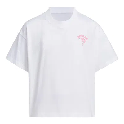 Adidas Originals (gs) Adidas Pemslou Ap T-shirt Asia Sizing 'white Pink'