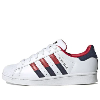 Adidas Originals (gs) Adidas Superstar J 'color-pop Stripes' In White