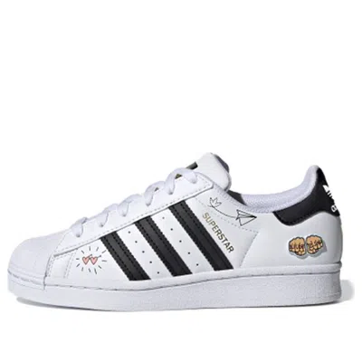 Adidas Originals (gs) Adidas Superstar J 'girls Rule - White' In Multi