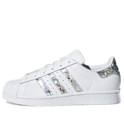 Adidas Originals (gs) Adidas Superstar J 'white Holographic Stripes' In Multi