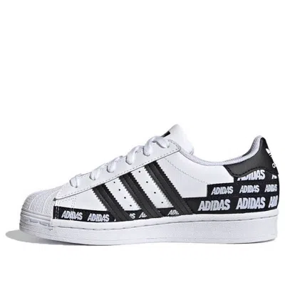Adidas Originals (gs) Adidas Superstar J 'wordmark Heel Stripe - Cloud White'