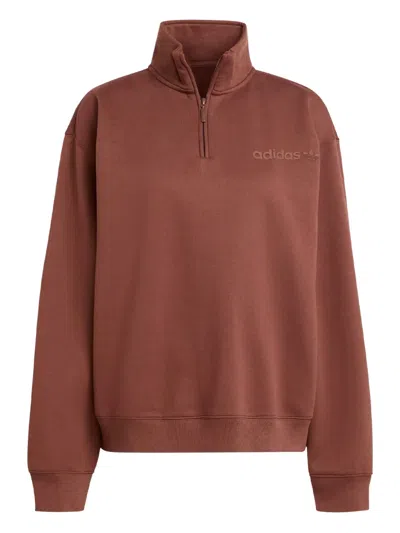 Adidas Originals Half-zip Sweatshirt In Brown