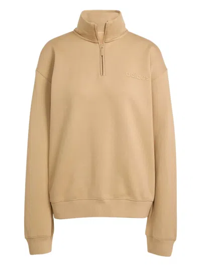 Adidas Originals Half-zip Sweatshirt In Brown