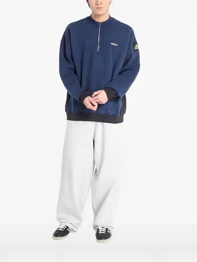 Adidas Originals Half-zip Sweatshirt In Blue