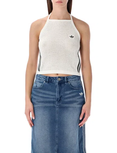 Adidas Originals Halter Crochet Top In White