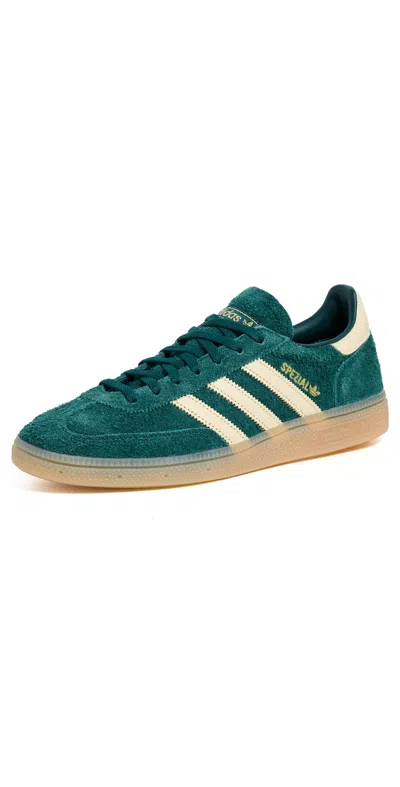 Adidas Originals Handball Spezial Leather Suede 3-stripes Lace-up Sneaker In Green
