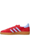 Adidas Originals Handball Spezial Three-stripe Suede Sneakers In Red