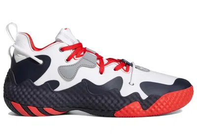 Pre-owned Adidas Originals Harden Vol. 6 White Sneakers In Cloud White/vivid Red/legend Ink