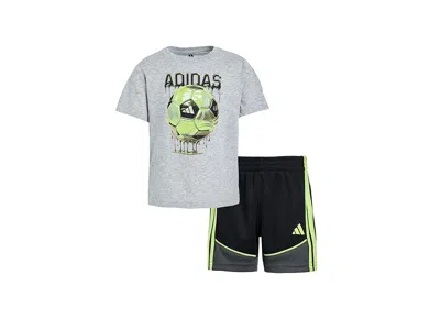 Adidas Originals Kids' Heather Colorblock Shorts Set (infant) Boy's Sets Medium Grey Heather : 3 Months, Cotton/polyester In Gray