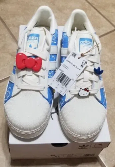 Pre-owned Adidas Originals Hello Kitty X Adidas Superstar Xlg Blue Burst/off White Sneakers (womens Us 7.5) In Ivory