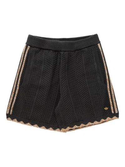 Adidas Originals Herringbone-pattern Knitted Shorts In Black