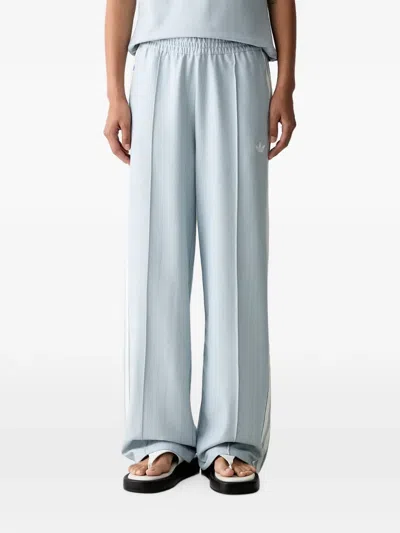Adidas Originals Herringbone-pattern Side-stripe Track Pants In Blue