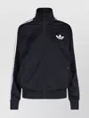 Adidas Originals High Collar Ribbed Cuffs Sweatshirt Side Pockets In Black