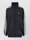 Adidas Originals High Collar Striped Sleeves Sweatshirt In Black