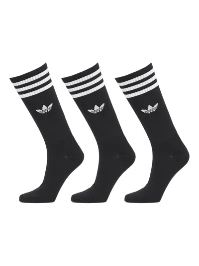 Adidas Originals High Crew Socks (set Of Three) In Black