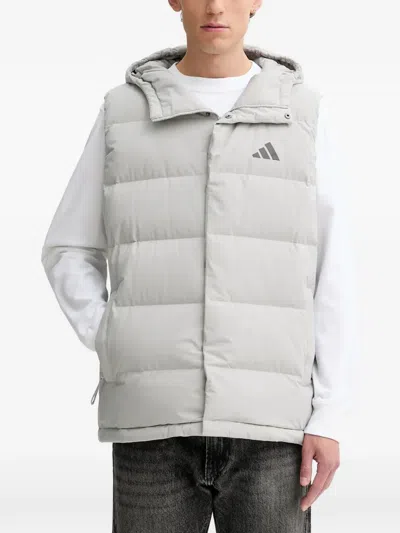 Adidas Originals Hooded Logo-print Gilet In Gray