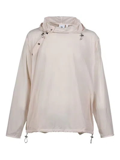 Adidas Originals Hooded Pouch Lightweight Jacket In Neutral