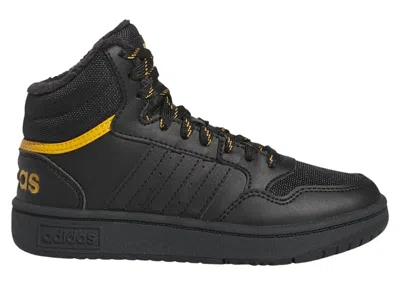Pre-owned Adidas Originals Hoops 3.0 Mid Sneakers In Core Black/preloved Yellow