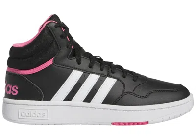 Pre-owned Adidas Originals Hoops 3.0 Mid (women's) Sneakers In Core Black/cloud White/pink Fusion