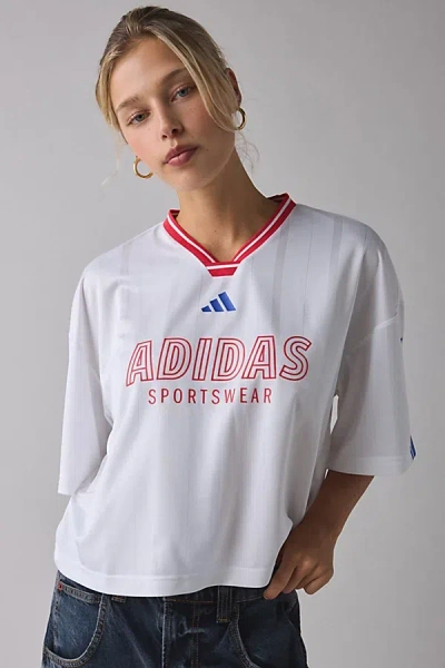 Adidas Originals House Of Tiro Nations Pack Boyfriend Tee In White, Women's At Urban Outfitters
