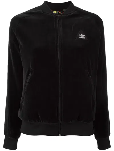 Adidas Originals 'hu Sst' Velour Track Jacket In Black