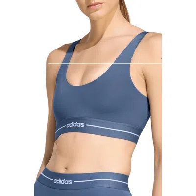 Adidas Originals Hyperglam Light Support Sports Bra In Blue