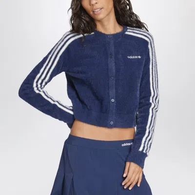Adidas Originals Indigo Blue Fluffy Knitted Cardigan