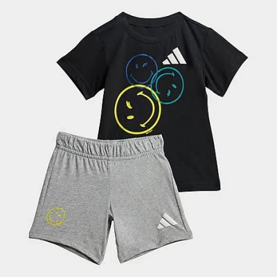 Adidas Originals Babies' Infant And Toddler X Smileyworld Summer T-shirt And Shorts Set In Black