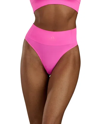 Adidas Originals Intimates Women's Active Seamless Micro Stretch High Waist Thong Underwear 4a1h01 In Lucid Pink