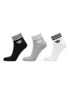 Adidas Originals Island Club Trefoil Striped-ankle Socks (pack Of Three) In Black