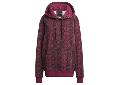 Pre-owned Adidas Originals Ivy Park Allover Print Hoodie (all Gender) In Cherry Wood
