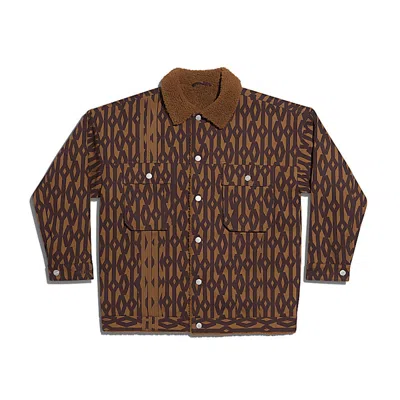 Pre-owned Adidas Originals Ivy Park Denim Monogram Jacket (all Gender) In Wild Brown/night Red