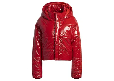 Pre-owned Adidas Originals Ivy Park Faux Latex Crop Puffer Jacket (all Gender) In Red