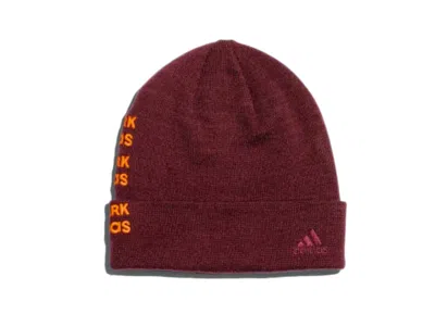 Pre-owned Adidas Originals Ivy Park Logo Beanie In Maroon/solar Orange