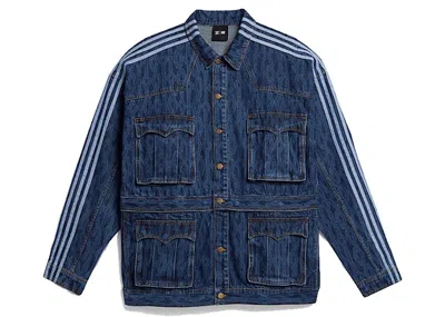 Pre-owned Adidas Originals Ivy Park Monogram Denim Denim Track Jacket (all Gender) In Dark Denim