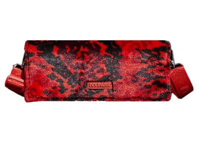 Pre-owned Adidas Originals Ivy Park Printed Faux Fur Envelope Clutch In Red