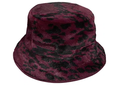 Pre-owned Adidas Originals Ivy Park Printed Faux Fur Reversible Bucket Hat In Cherry Wood