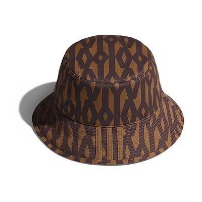 Pre-owned Adidas Originals Ivy Park Reversible Monogram Bucket Hat In Wild Brown